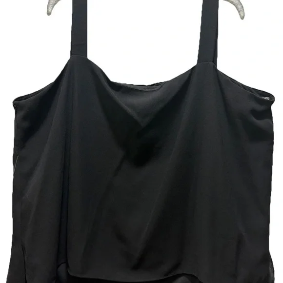 Donna Kay Black Sleeveless Sequin Accent Trim Evening Camisole Top Plus size 18W - Picture 2 of 8